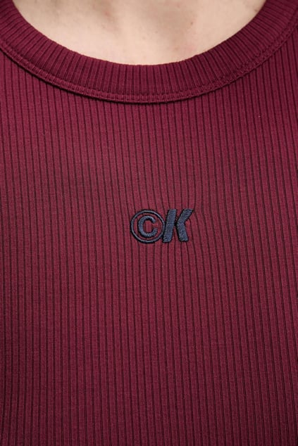 Calvin Klein Calvin Klein Kadın Elastik Kumaş Logo İşlemeli Yuvarlak Yakalı Kısa Kollu Midi Boy Beyaz Elbise LV044C902G-PBA