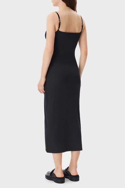 Calvin Klein Calvin Klein Kadın İnce İp Ayarlanabilir Askı Uzun Boy Dar Düz Model Siyah Elbise J20J225288-BEH