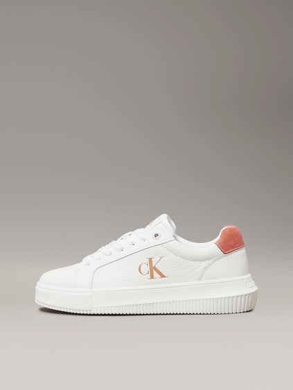 Calvin Klein Calvin Kleın Kadın Kalın Rahat Taban Deri Beyaz Sneaker YW0YW01670-0K6