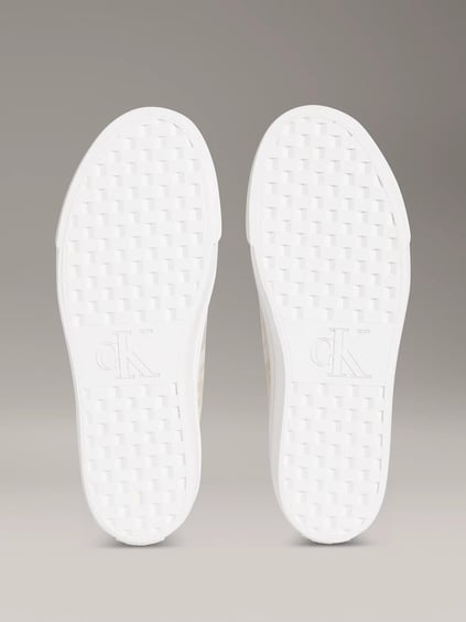 Calvin Klein Calvin Klein Kadın Kalın Yüksek Topuk Bağlamalı Desenli Dokuma Kumaş Ck Desen Bej Sneaker YW0YW01965-0GA