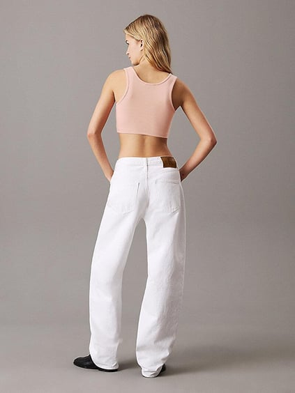 Calvin Klein Calvin Klein Kadın Kalın Askı Crop Boy Fitili Esnek Kumaş Dar V Yaka Pembe Büstiyer J20J225308-TCP