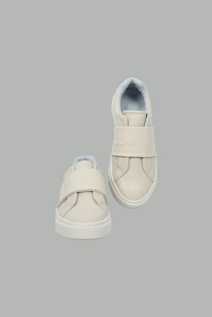 Calvin Klein Calvin Klein Kadın Kauçuk Taban Hakiki Deri Düz Topuk Bej Sneaker HW0HW02471-0F6