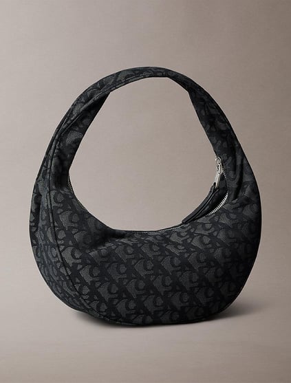 Calvin Klein Calvin Klein Kadın Kısa Askılı Fermuar Kapamalı İç Bölmeli CK Logo Desenli Siyah Omuz Çantası LV04F3206G-UB1