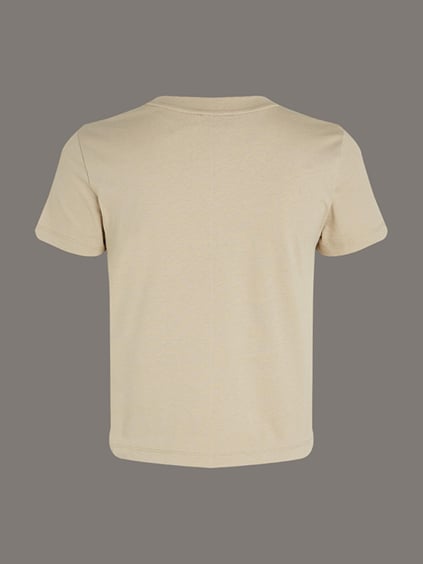 Calvin Klein Calvin Klein Kadın Kısa Kol Bisiklet Yaka Kısa Boy Pamuklu Bej T-Shirt J20J225524-PF0