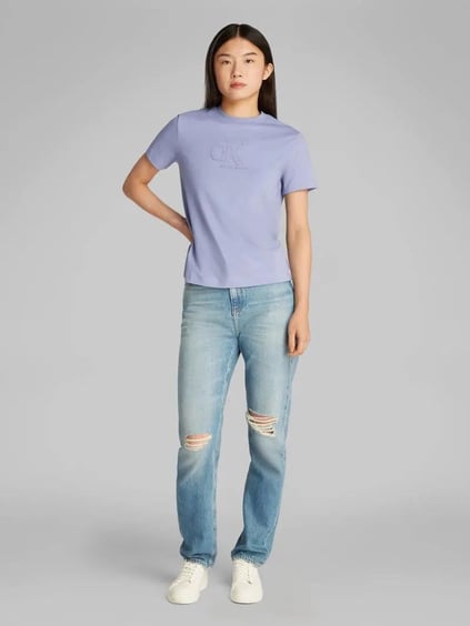 Calvin Klein Calvin Klein Kadın Kısa Kol Bisiklet Yaka CK Yazı Detay Reqular Fit Mor T-Shirt J20J225256-VFV