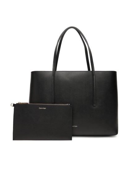 Calvin Klein Calvin Klein Kadın Kısa Kulp Deri Geniş Kalıp Ekstra Cüzdan Siyah Omuz Çantası LV04F3275G-332