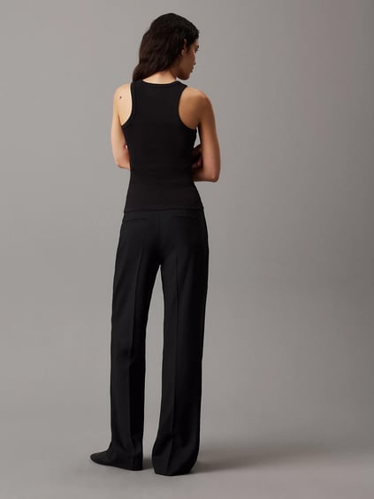 Calvin Klein Calvin Klein Kadın Klasik Yuvarlak Yaka Kısa Kollu Dar Kesim Siyah Bluz K20K208065-BEH