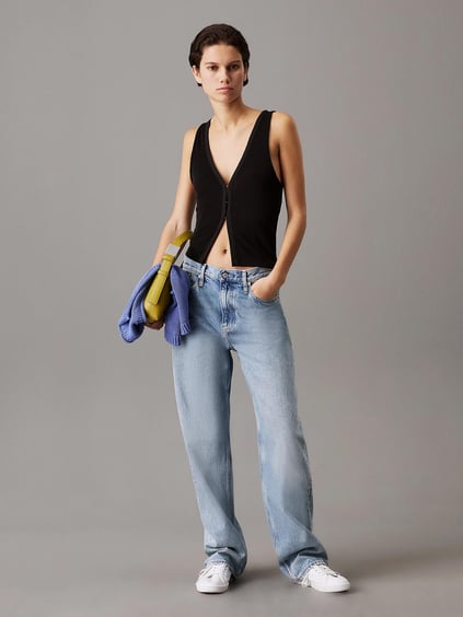 Calvin Klein Calvin Klein Kadın Kolsuz Transparan Reqular Fit Siyah Bluz J20J225316-BEH