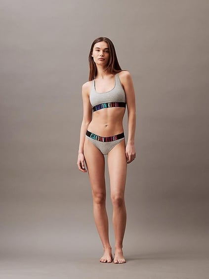 Calvin Klein Calvin Kleın Kadın Logo Detaylı Kalın Askılı Elastik Bantlı Gri Spor Sütyen 000QF7831E-P7A