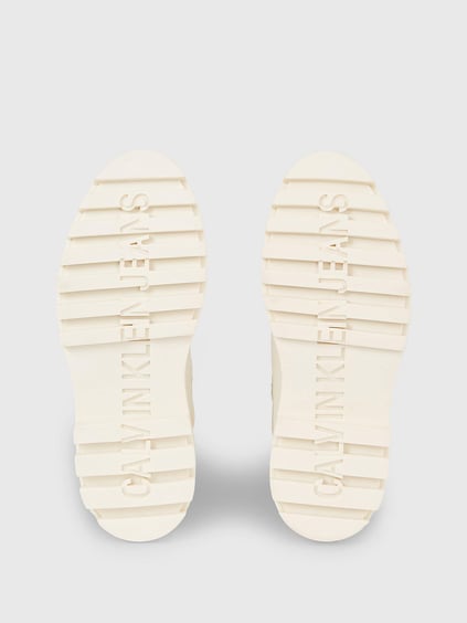 Calvin Klein Calvin Kleın Kadın Logolu Uzun Boy Bağcıklı Su Geçirmez Kışlık Beyaz Bot & Bootie YW0YW01146-YBI