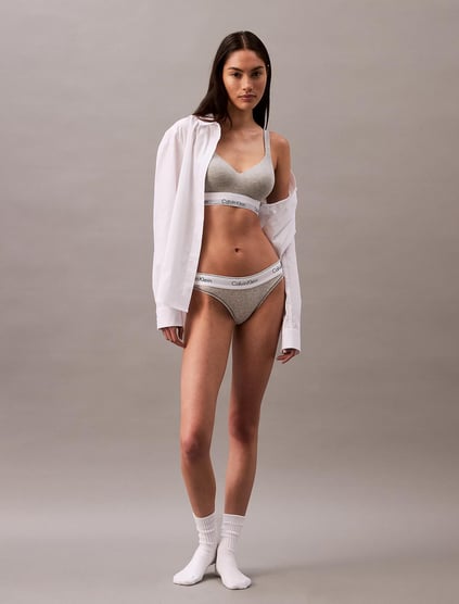 Calvin Klein Calvin Kleın Kadın Marka Logolu Lastikli Normal Kalıp Gri Spor Sütyen 000QF7900E-P7A