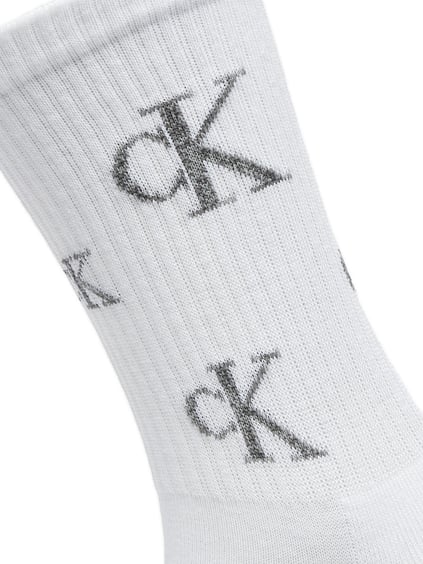Calvin Klein Calvin Klein Kadın Nefes Alabilen Dokuma Kumaş Logo Desenli Uzun 2'li Siyah-Beyaz Çorap C701229465-001