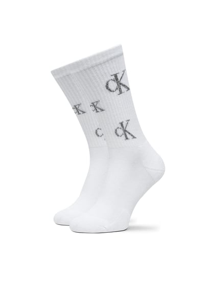 Calvin Klein Calvin Klein Kadın Nefes Alabilen Dokuma Kumaş Logo Desenli Uzun 2'li Siyah-Beyaz Çorap C701229465-001