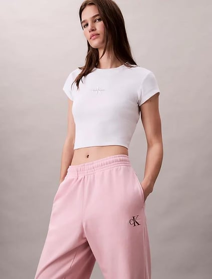 Calvin Klein Calvin Klein Kadın Normal Kesim Beli ve Paçası Lastikli Pamuk Karışımlı CK Logolu Pembe Eşofman Altı LV047B235G-TE0