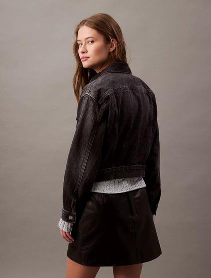 Calvin Klein Calvin Klein Kadın Normal Kalıp Gömlek Yaka Uzun Kollu Pamuklu Denim Yeşil Ceket LV047B741G-RDD