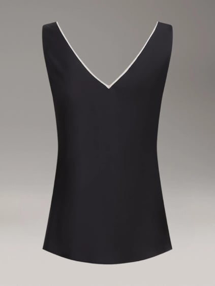 Calvin Klein Calvin Klein Kadın Normal Kalıp V Yaka Kolsuz Siyah Pijama Üstü K20K208185-BEH