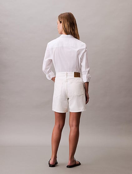 Calvin Klein Calvin Klein Kadın Normal Kalıp Pamuklu Kısa Beyaz Şort LV047B976G-5DC