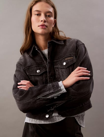 Calvin Klein Calvin Klein Kadın Normal Kalıp Gömlek Yaka Uzun Kollu Pamuklu Denim Yeşil Ceket LV047B741G-RDD