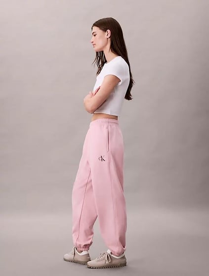 Calvin Klein Calvin Klein Kadın Normal Kesim Beli ve Paçası Lastikli Pamuk Karışımlı CK Logolu Pembe Eşofman Altı LV047B235G-TE0