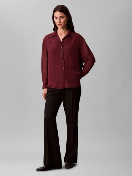 Calvin Klein Calvin Klein Kadın Normal Kalıp Kolları Tül Detaylı Bordo Gömlek LV044B902G-GEX