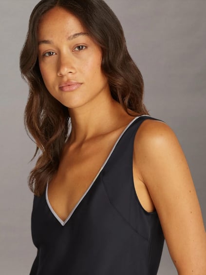 Calvin Klein Calvin Klein Kadın Normal Kalıp V Yaka Kolsuz Siyah Pijama Üstü K20K208185-BEH