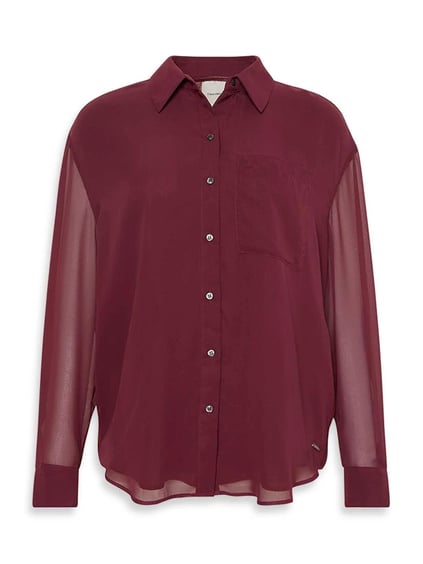 Calvin Klein Calvin Klein Kadın Normal Kalıp Kolları Tül Detaylı Bordo Gömlek LV044B902G-GEX