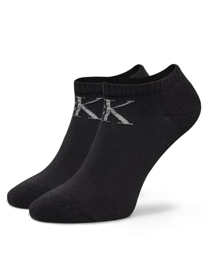 Calvin Klein Calvin Klein Kadın Pamuklu CK Logolu Düşük Bilekli 2'li Siyah-Beyaz Çorap C701229470-001