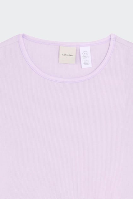 Calvin Klein Calvin Klein Kadın Pamuklu Slim Fit Yuvarlak Yaka Elastik Bantlı Crop Mor T-Shirt LV00QS7349-QX6