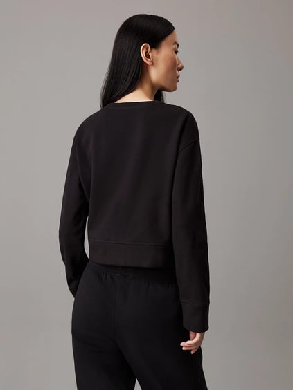 Calvin Klein Calvin Kleın Kadın Pamuklu Bisiklet Yaka Regular Fit Uzun Kollu Siyah Sweatshirt 000QS7264E-UB1