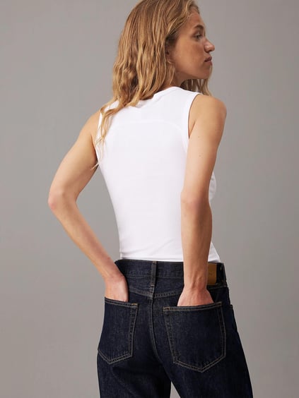 CALVIN KLEIN Calvin Kleın Kadın Pamuklu Yuvarlak Kolsuz Günlük Beyaz Atlet K20K208054-YAF