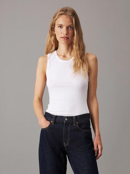 CALVIN KLEIN Calvin Kleın Kadın Pamuklu Yuvarlak Kolsuz Günlük Beyaz Atlet K20K208054-YAF