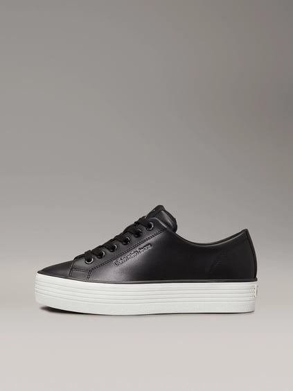 Calvin Klein Calvin Kleın Kadın Platform Taban Sertleştirilmiş Topuk Dolgulu Deri Siyah Sneaker YW0YW01633-0GM