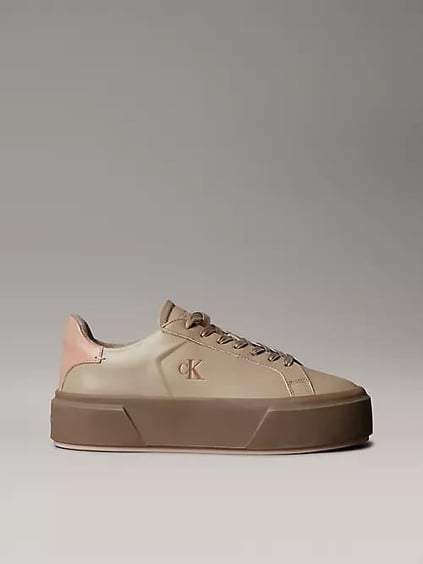 Calvin Klein Calvin Klein Kadın Platform Taban CK Logolu Deri Yeşil Sneaker YW0YW01928-0H8