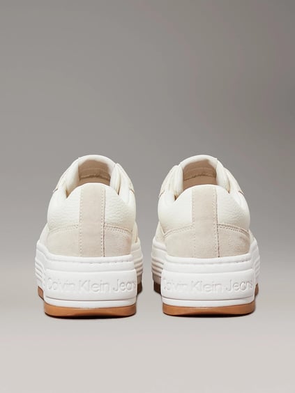 Calvin Klein Calvin Kleın Kadın Platform Taban Süet Detaylı Deri Beyaz Sneaker YW0YW01797-0LH