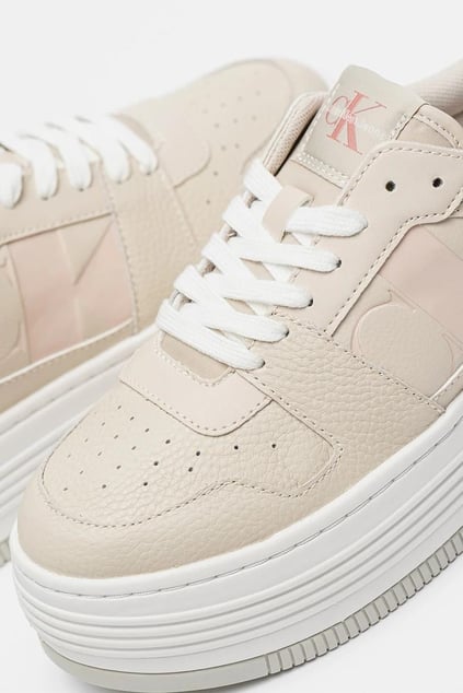 Calvin Klein Calvin Kleın Kadın Platform Taban Nefes Alabilir Deri Bej Sneaker YW0YW01641-0GE