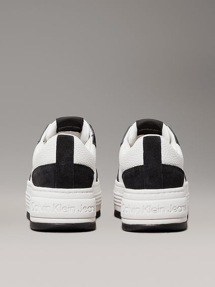 Calvin Klein Calvin Kleın Kadın Platform Taban Süet Detaylı Deri Beyaz Sneaker YW0YW01797-01W