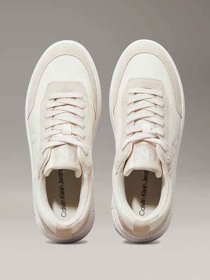 Calvin Klein Calvin Kleın Kadın Platform Taban Süet Detaylı Deri Beyaz Sneaker YW0YW01797-0LH