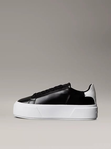 Calvin Klein Calvin Klein Kadın Platform Taban CK Logolu Deri Siyah Sneaker YW0YW01928-0GM
