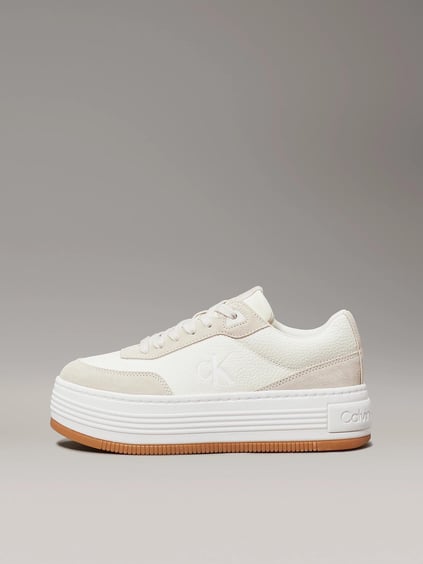 Calvin Klein Calvin Kleın Kadın Platform Taban Süet Detaylı Deri Beyaz Sneaker YW0YW01797-0LH