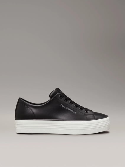 Calvin Klein Calvin Kleın Kadın Platform Taban Sertleştirilmiş Topuk Dolgulu Deri Siyah Sneaker YW0YW01633-0GM