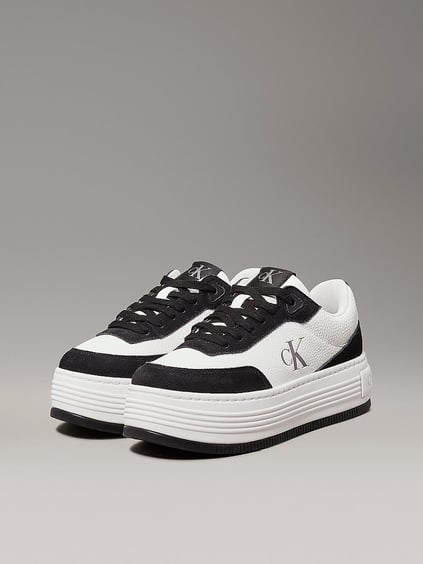 Calvin Klein Calvin Kleın Kadın Platform Taban Süet Detaylı Deri Beyaz Sneaker YW0YW01797-01W