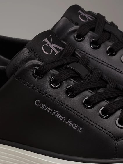 Calvin Klein Calvin Kleın Kadın Platform Taban Sertleştirilmiş Topuk Dolgulu Deri Siyah Sneaker YW0YW01633-0GM
