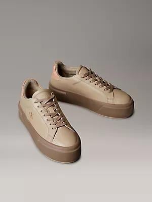 Calvin Klein Calvin Klein Kadın Platform Taban CK Logolu Deri Yeşil Sneaker YW0YW01928-0H8