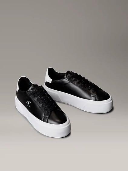 Calvin Klein Calvin Klein Kadın Platform Taban CK Logolu Deri Siyah Sneaker YW0YW01928-0GM