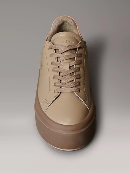 Calvin Klein Calvin Klein Kadın Platform Taban CK Logolu Deri Yeşil Sneaker YW0YW01928-0H8