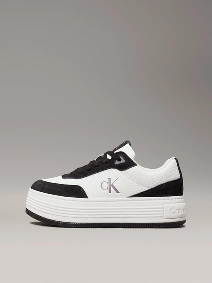 Calvin Klein Calvin Kleın Kadın Platform Taban Süet Detaylı Deri Beyaz Sneaker YW0YW01797-01W