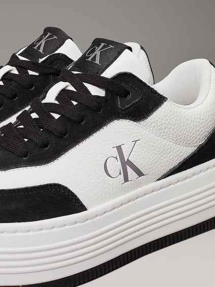 Calvin Klein Calvin Kleın Kadın Platform Taban Süet Detaylı Deri Beyaz Sneaker YW0YW01797-01W