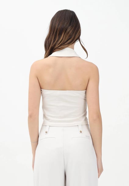 Calvin Klein Calvin Klein Kadın Polo Yaka Kolsuz Kısa Bej Bluz J20J225320-ADA
