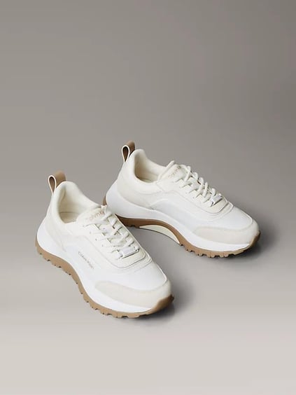 Calvin Klein Calvin Klein Kadın Rahat Yüksek Taban Süet Detaylı Beyaz Sneaker HW0HW02487-YAL