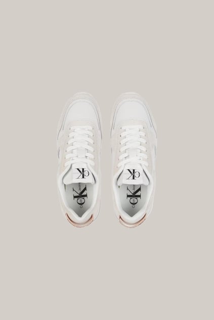 CALVIN KLEIN Calvin Kleın Kadın Rahat Yüksek Taban Süet Detaylı Deri Beyaz Sneaker YW0YW00934-03A